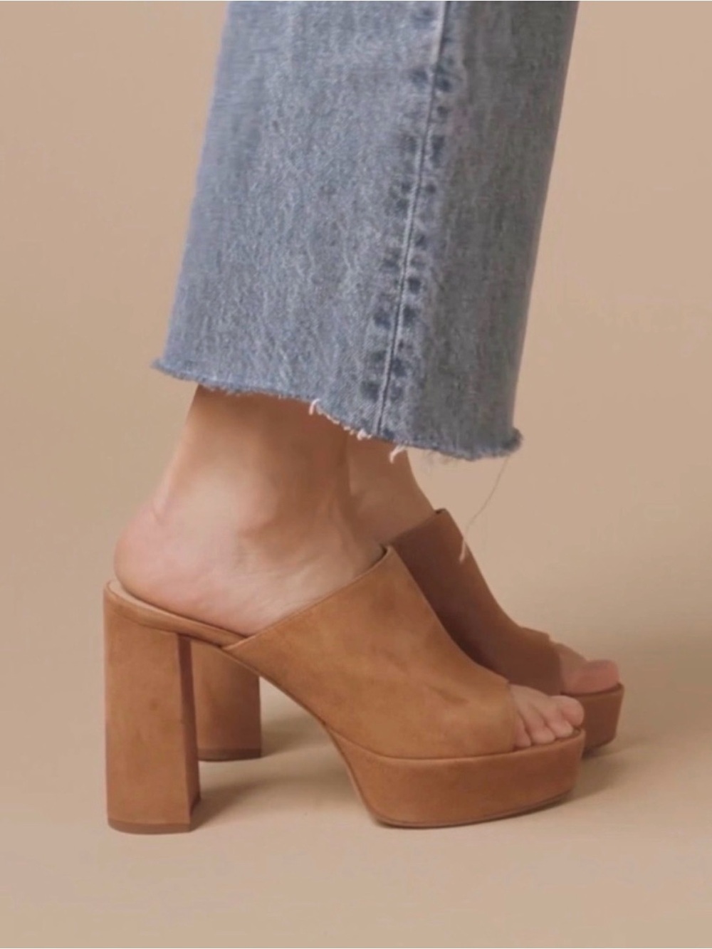 Inez Ceci Mules in toffee suede in 7 - Picture 1 of 16